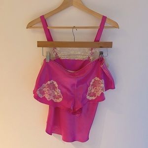 Patricia Fieldwalker pink silk lingerie set